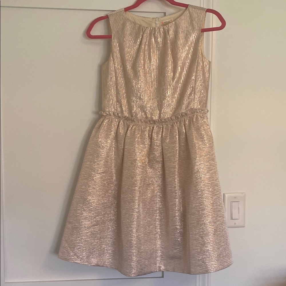 Gold Sleeveless A-Line Dress for Wedding Guests